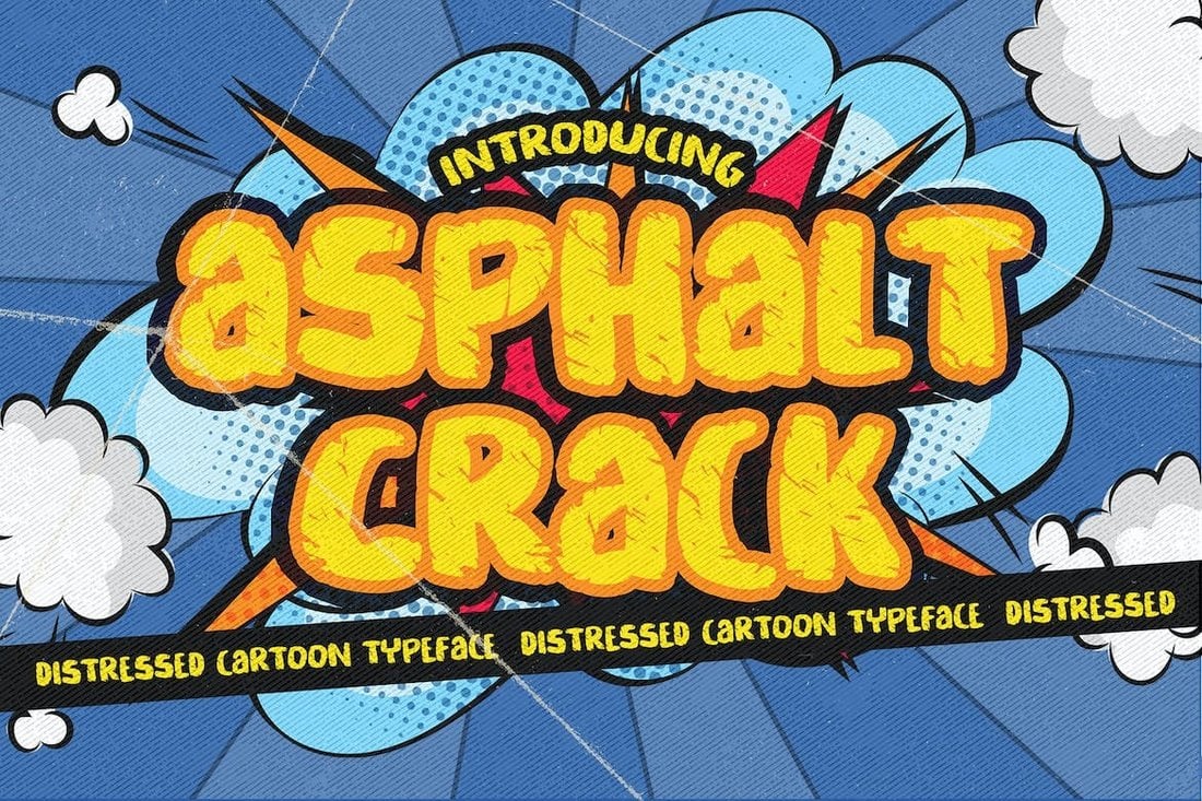 Asphalt Crack - Distressed Cracked Stone Font