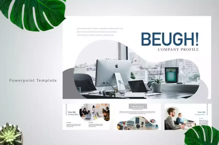 View Information about BEUGH Modern Company Profile PPT Template
