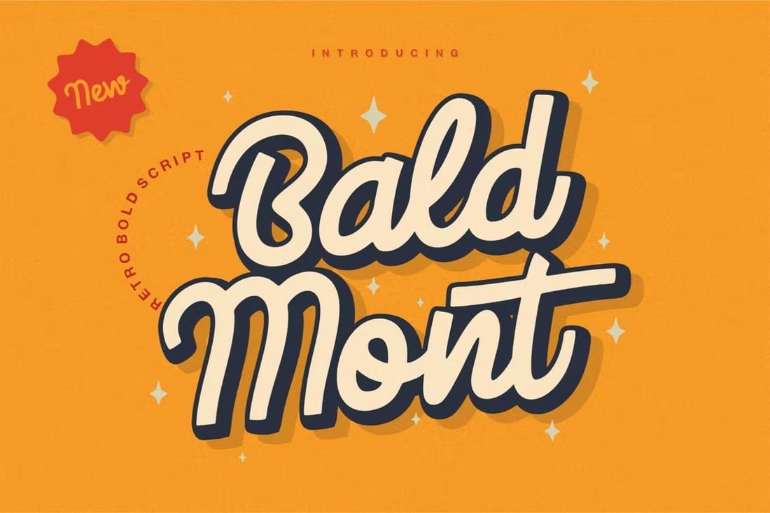 Bald Mont - Retro 80s Cursive Font