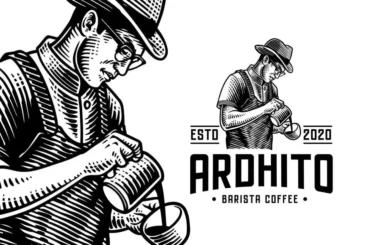 Barista Vintage Engraving Logo Template