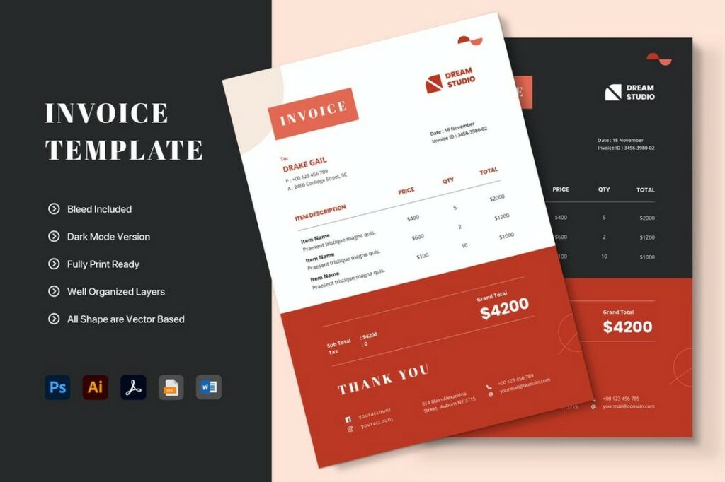 20+ Template Faktur Terbaik untuk Word (Gratis & Pro) 2024 - desainae.com