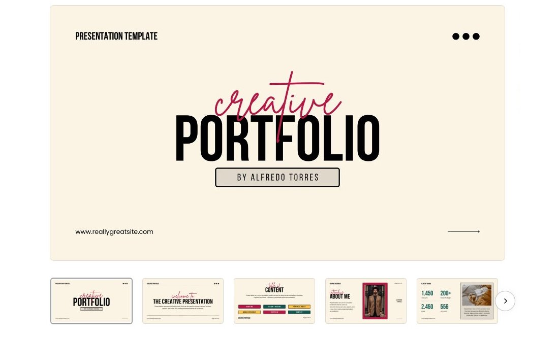 Beige Creative Portfolio Canva PowerPoint Templates