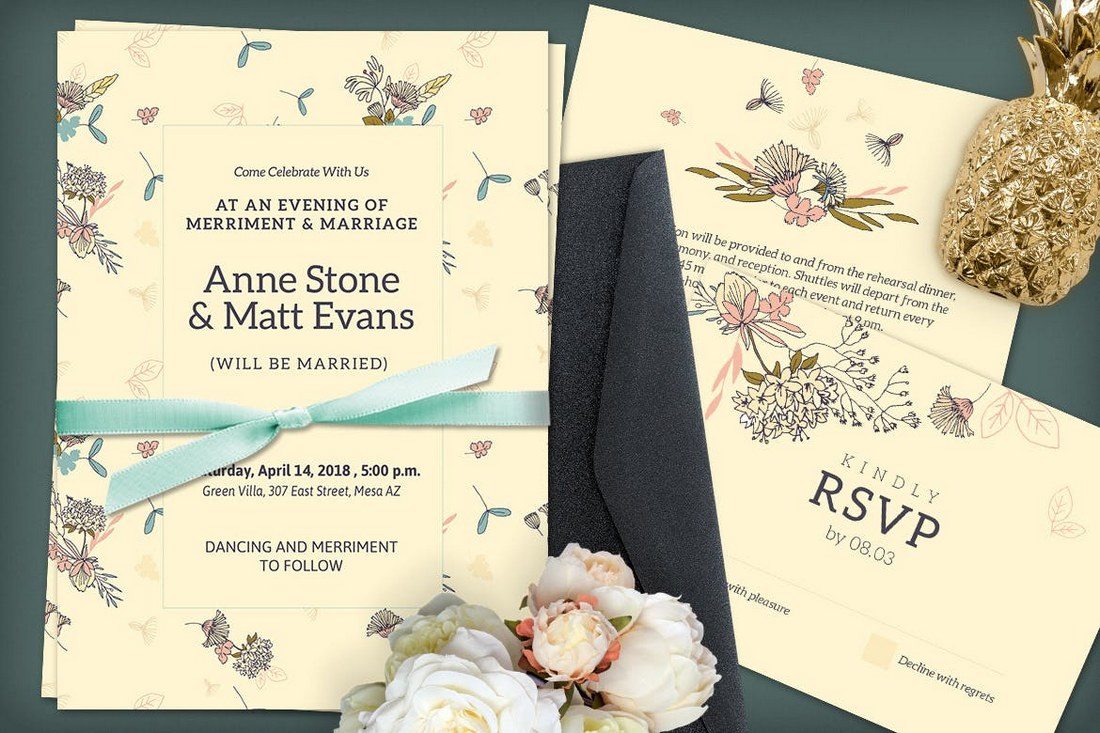 50 wonderful wedding invitation & card design samples