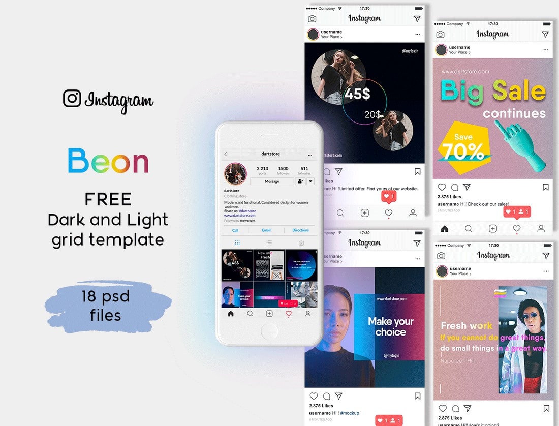 Beon-Free-Instagram-Grid-Template-1 10+ Unique Instagram Layout Ideas & Concepts design tips Inspiration 