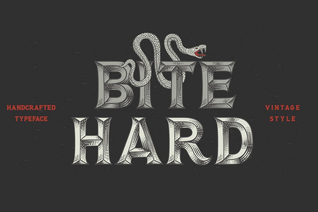 Bite Hard - Vintage 3D Font