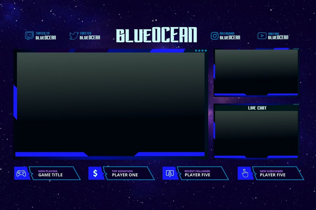 Blue Ocean - Twitch Stream Overlay Template