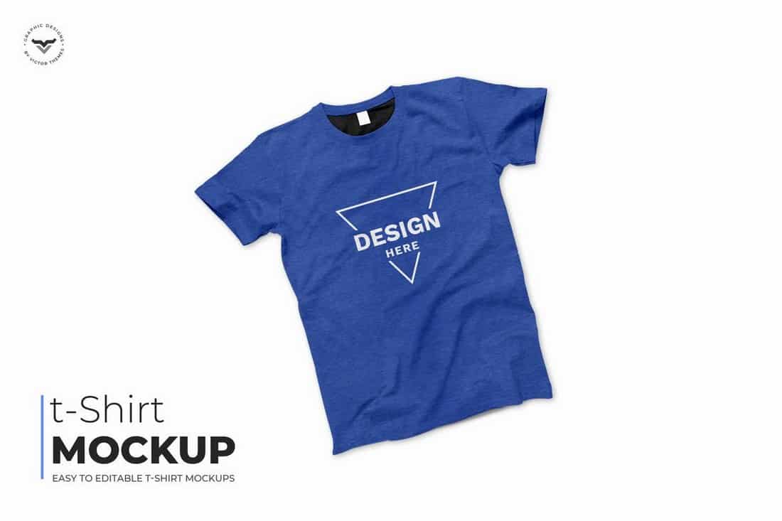 Blue-T-Shirt-Mockups 30+ Best T-Shirt Mockup Templates 2021 (Free & Premium) design tips 