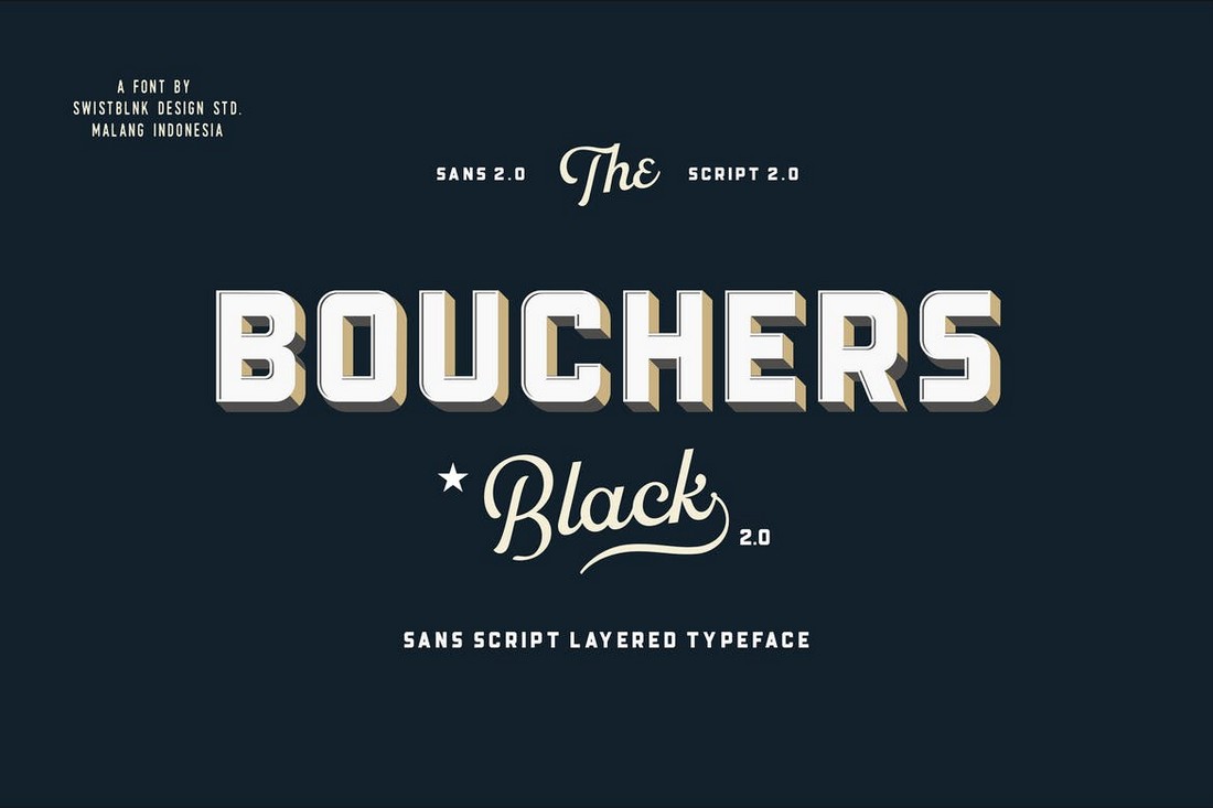 Bouchers - Retro Layered Shadow Font