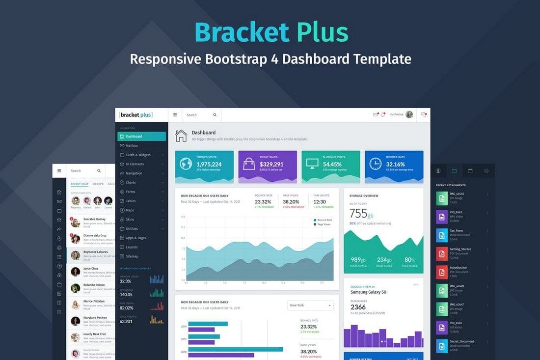 Bracket-Responsive-Bootstrap-4-Admin-Dashboard-Template 40+ Best Bootstrap Admin Templates of 2021 design tips