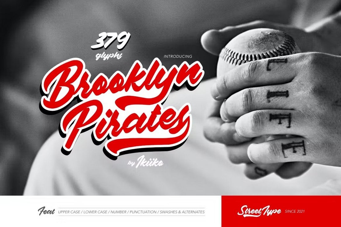 Brooklyn-Pirates-Baseball-Team-Font 20+ Baseball Fonts (Script & Cursive Jersey + Logo Fonts) 2022 design tips  
