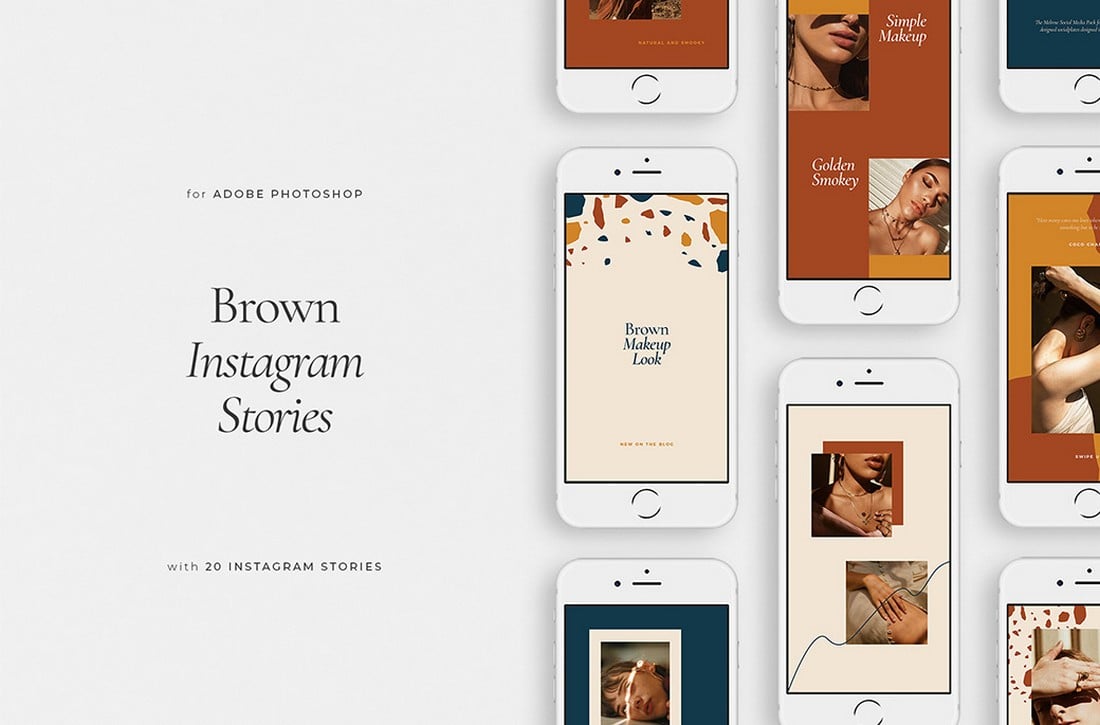 Brown-Free-Instagram-Story-Templates 35+ Best Instagram Post & Story Templates 2020 design tips