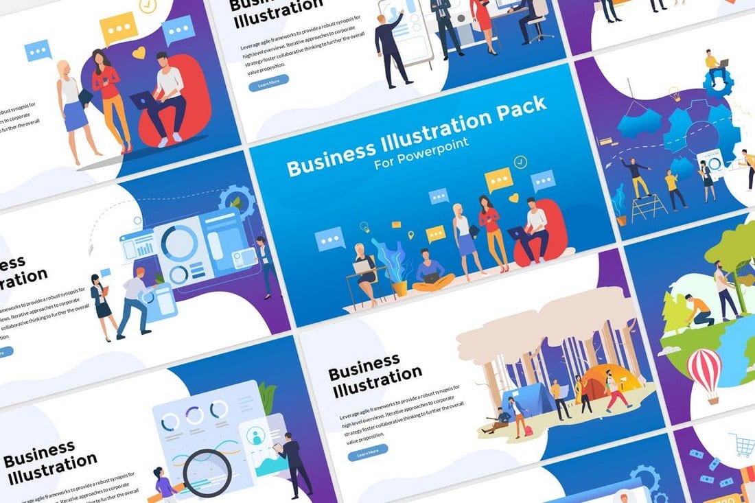 Ilustrasi Bisnis - Template PowerPoint Penuh Warna Modern