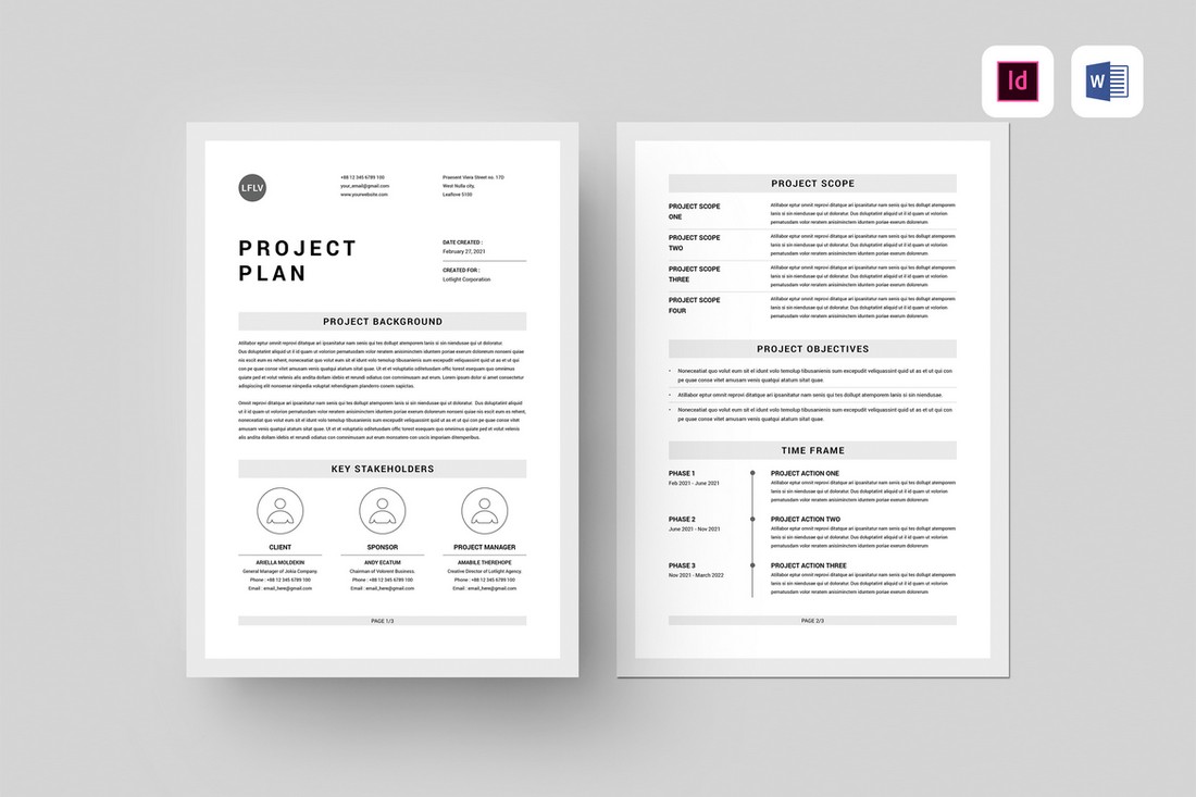 Modelo de plano de projeto de negócios para palavra