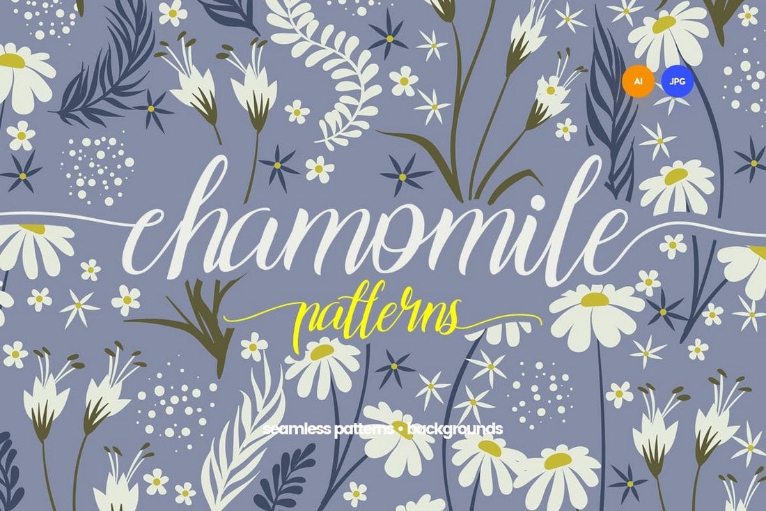 Chamomile-Seamless-Patterns-Floral-Backgrounds 25+ Best Floral & Flower Background Textures 2021 design tips 