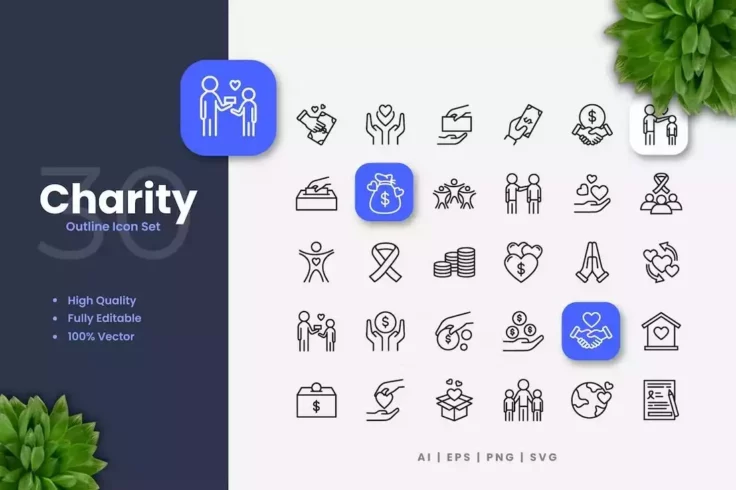 View Information about Charity Outline Icons for Adobe XD