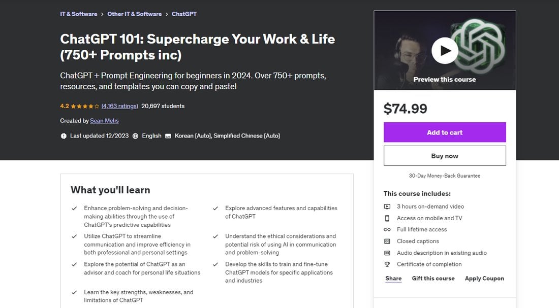 ChatGPT 101 Supercharge Your Work & Life (Udemy)
