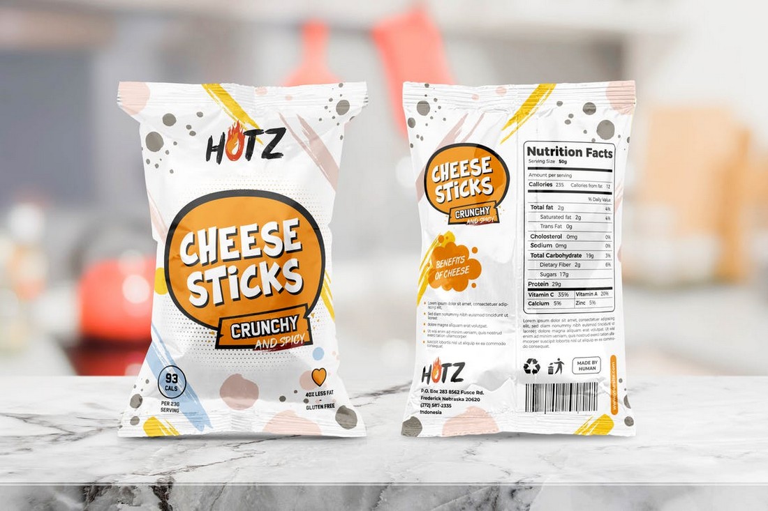 Chips and snack packaging template