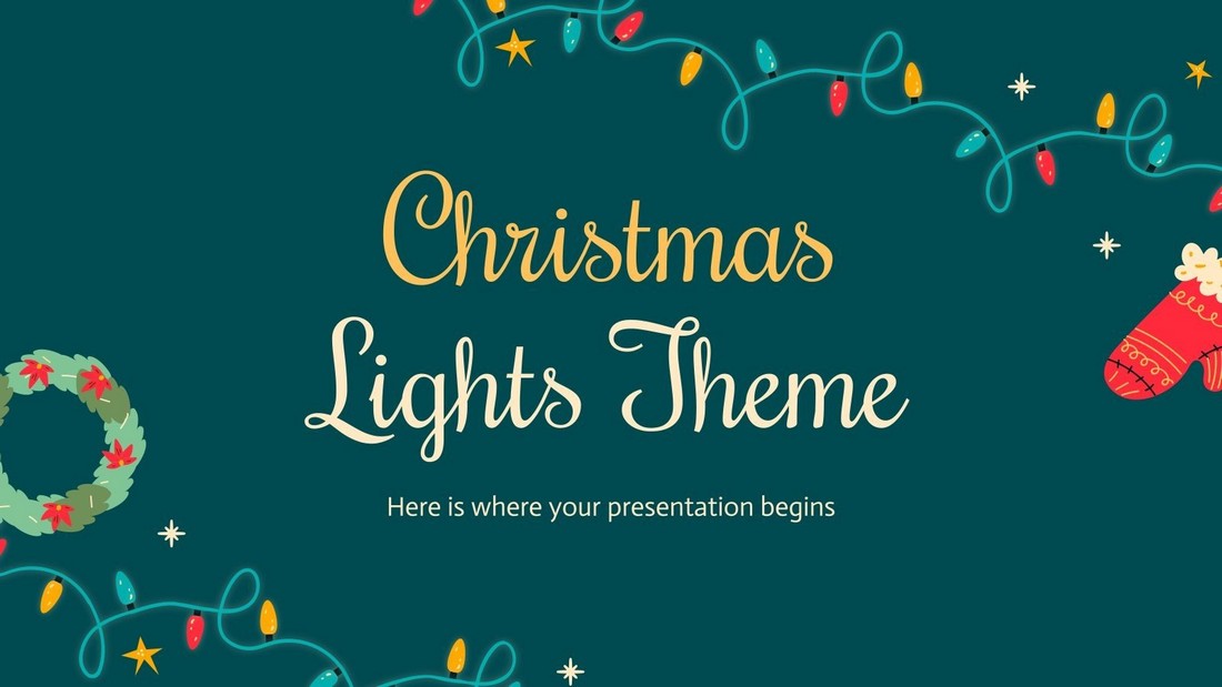 Luces navideñas – Plantilla gratuita de PowerPoint navideña