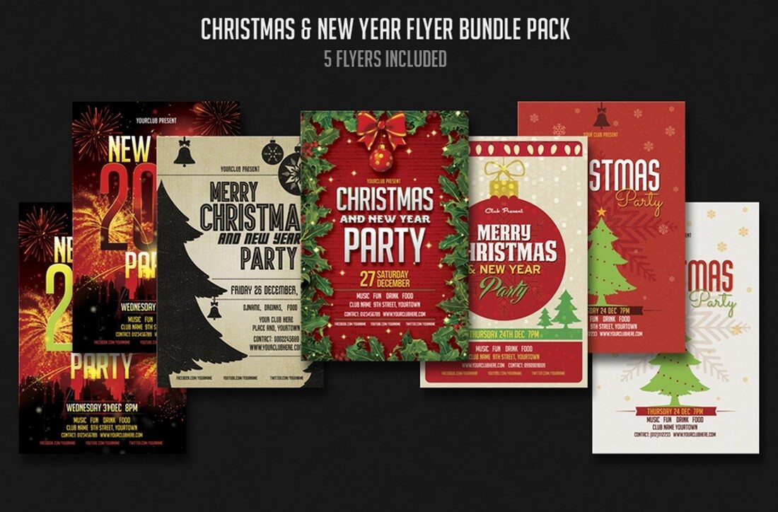 Christmas-New-year-Flyer-Bundle 100+ Christmas Mockups, Icons, Graphics & Resources design tips 