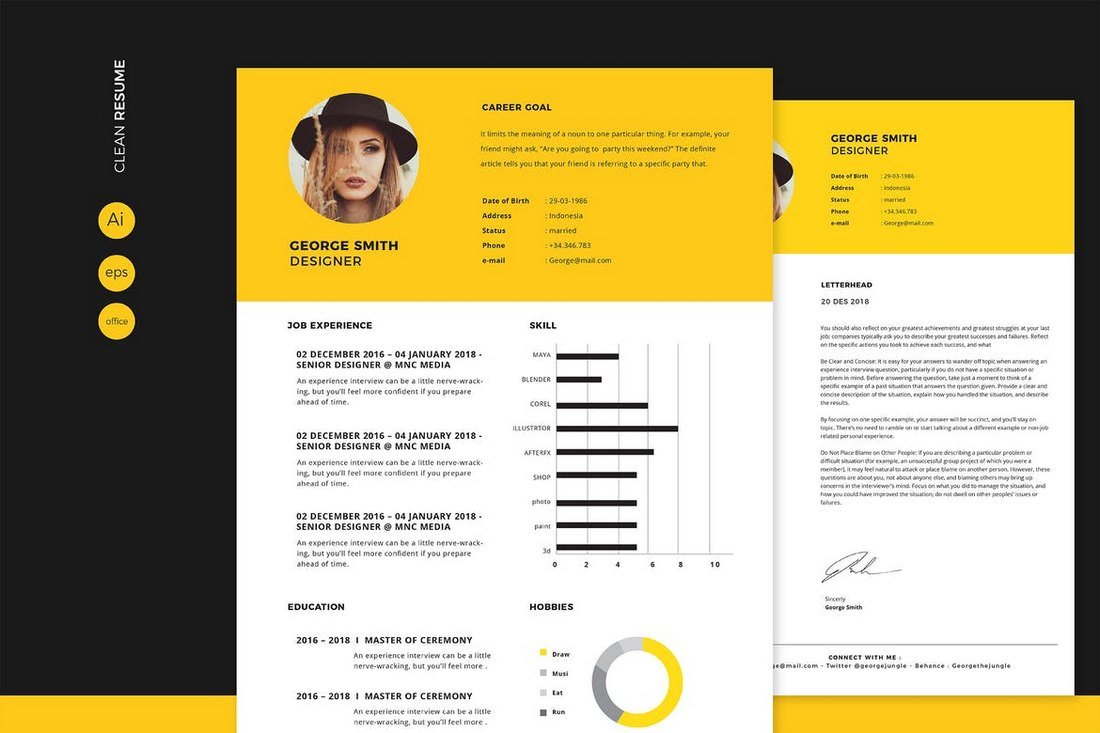 50 Best Cv Amp Resume Templates 2020 Design Shack