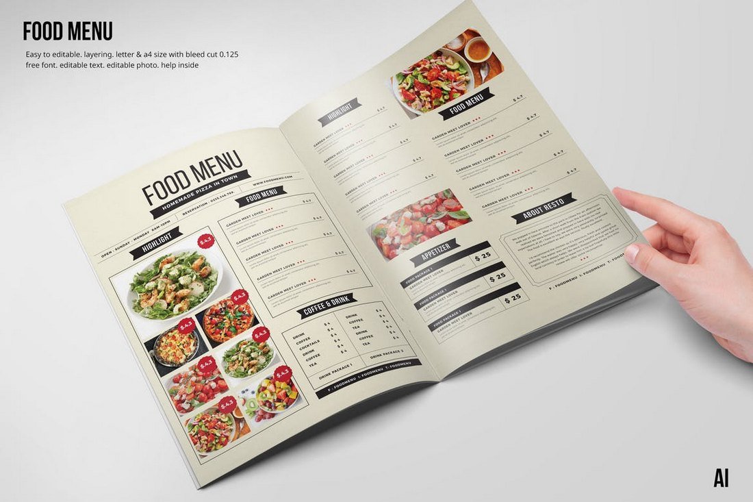 Clean & Fresh Food and Drink Menu Template