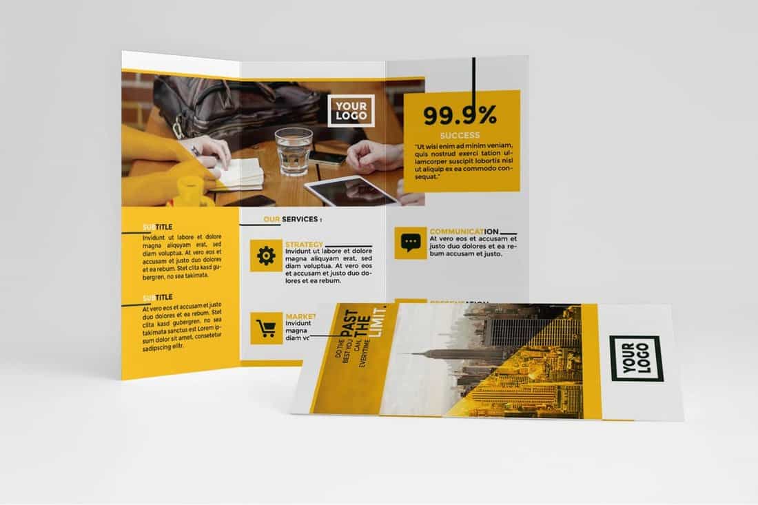 Clean-Yellow-Trifold-Template 20+ Best InDesign TriFold Templates 2020 design tips Inspiration 