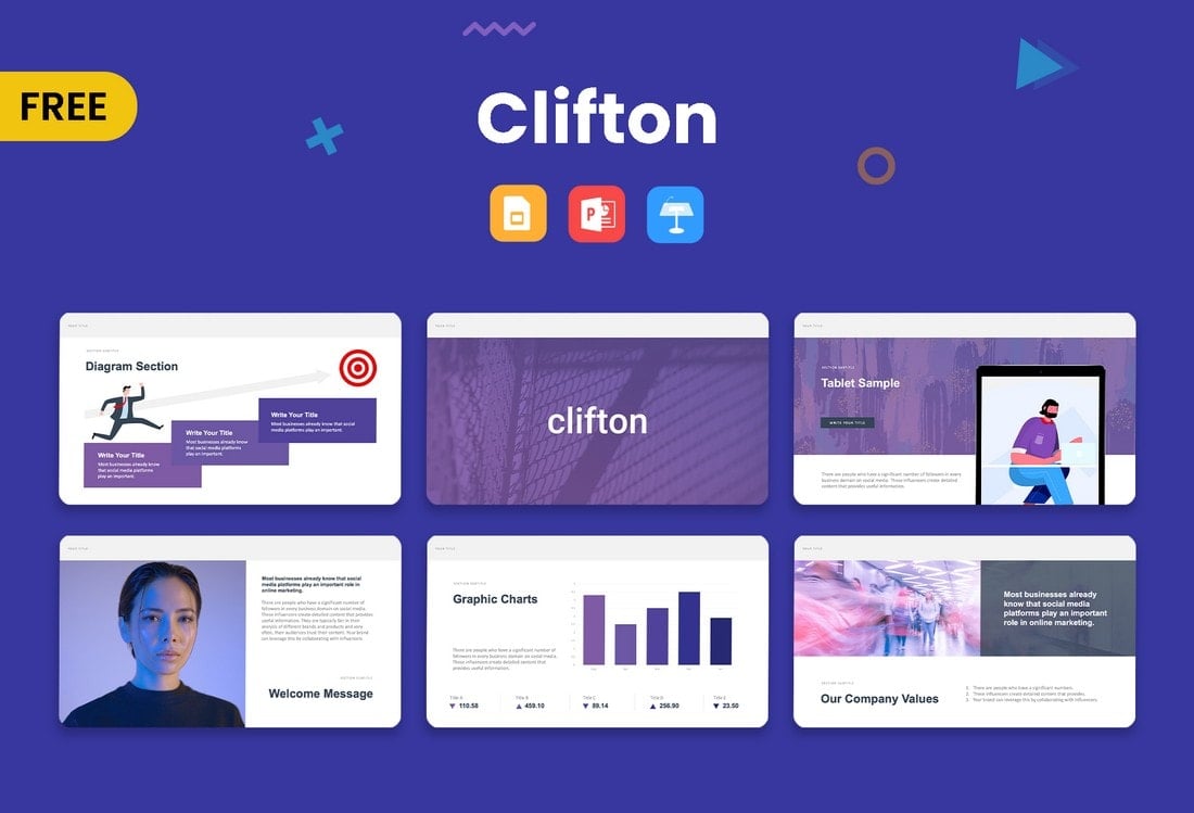 Clifton-Free-Business-Presentation-Template 50+ Best Free PowerPoint Templates 2020 design tips 