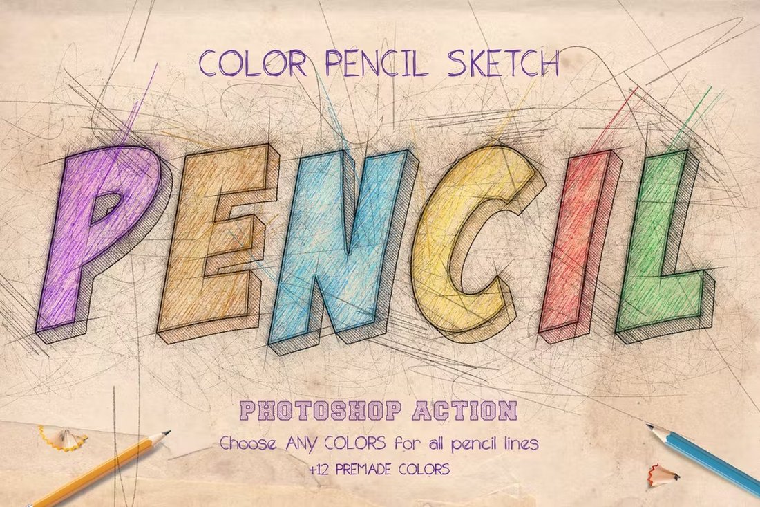 Colored-Pencil-Sketch-Photoshop-Actions 20+ Photo to Pencil Actions for Photoshop (Sketch + Drawing Effects) design tips 