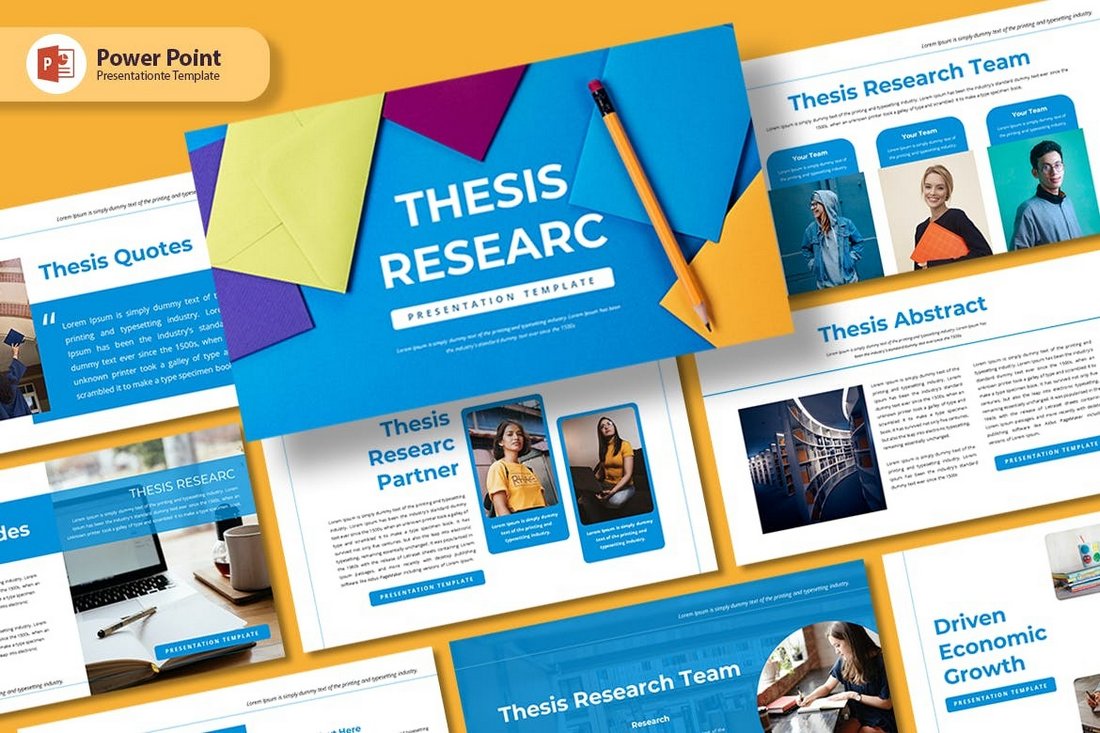 Colorful Thesis Research PowerPoint Template