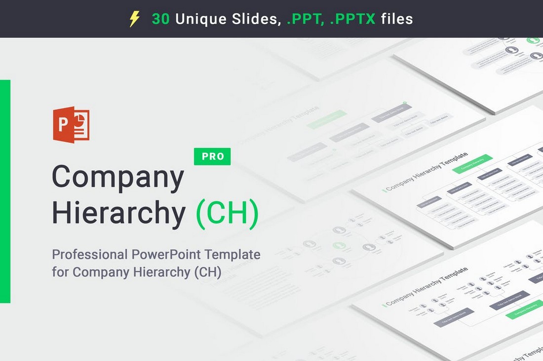 Company Hierarchy Flow Chart PowerPoint Templates