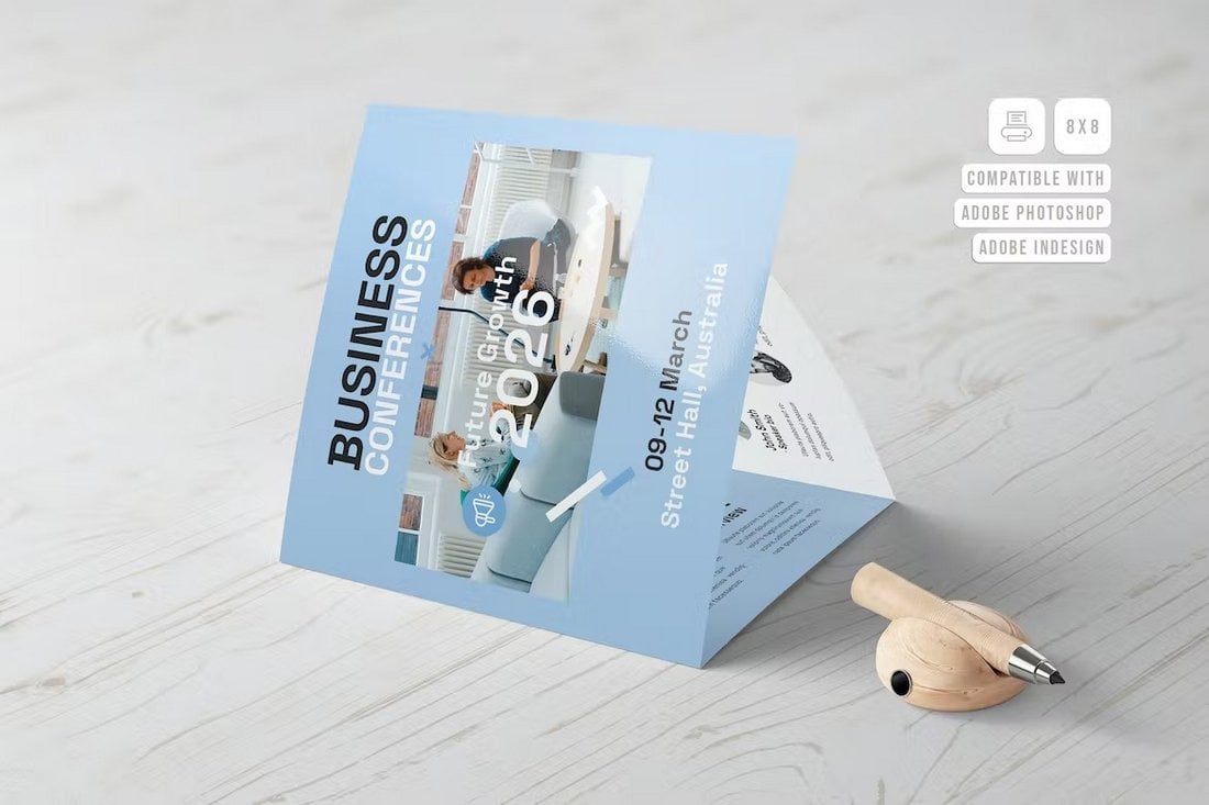 Conference Square Trifold Brochure InDesign Template