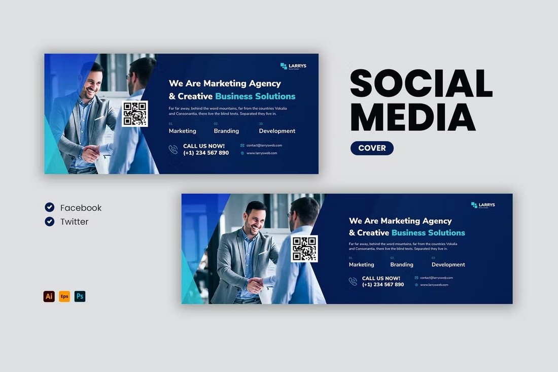 Corporate Facebook & Twitter Header Template