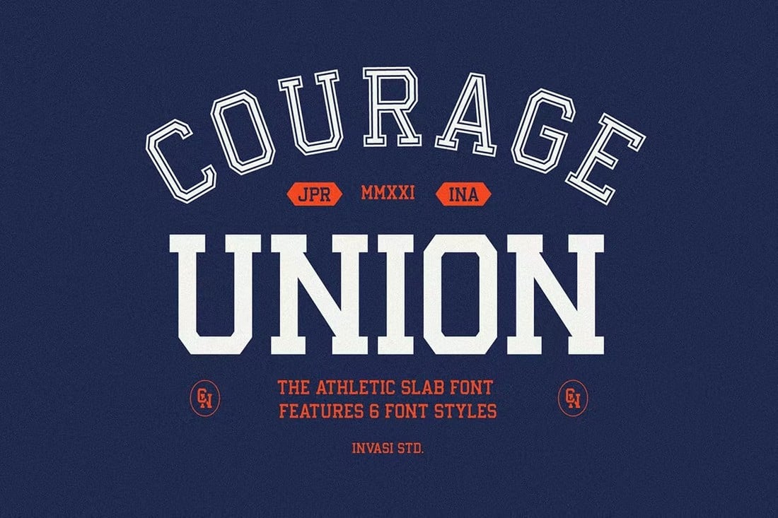 Courage-Union-College-Sports-Font 20+ Best Sports Fonts (Sports Team Logos, Jerseys, Apparel + More) design tips