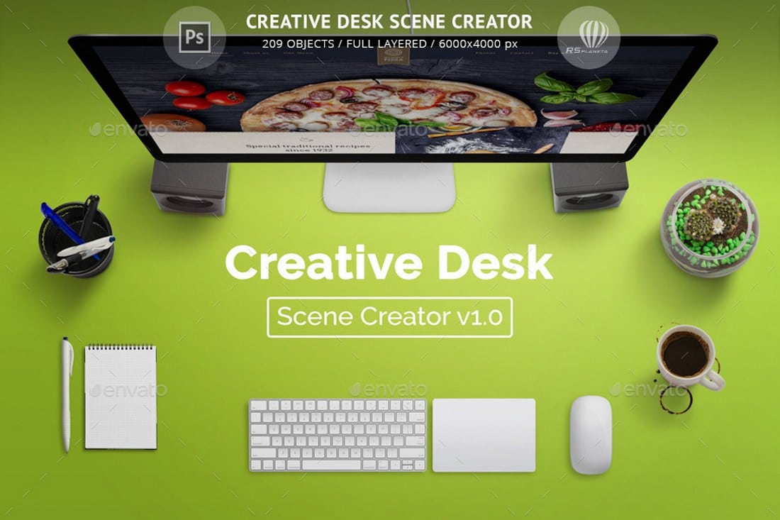 Full object. Scene creator. Display Mockup Desk. Subahibi Desk Scene.