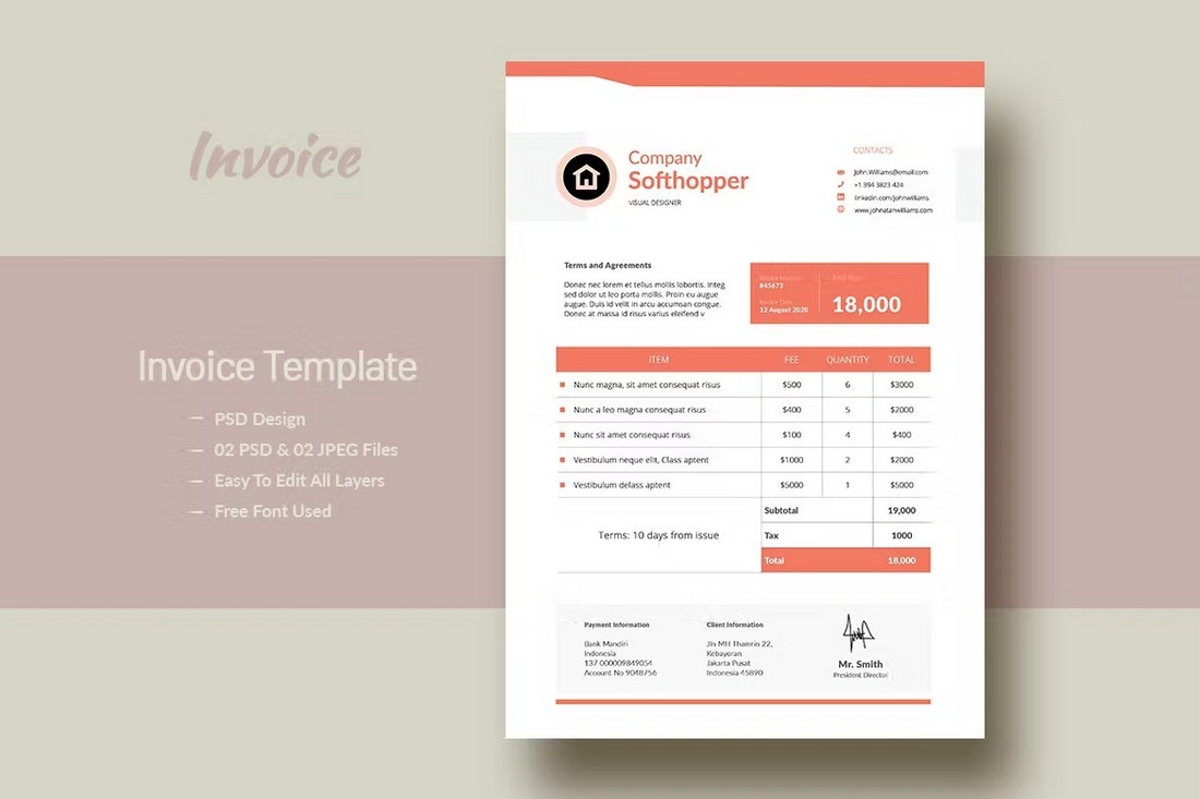 Creative InDesign Invoice Template