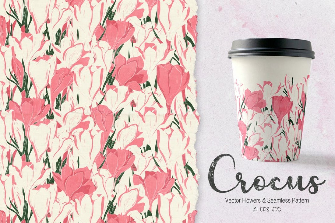 Floral wedding background - pink and mint green flower pattern