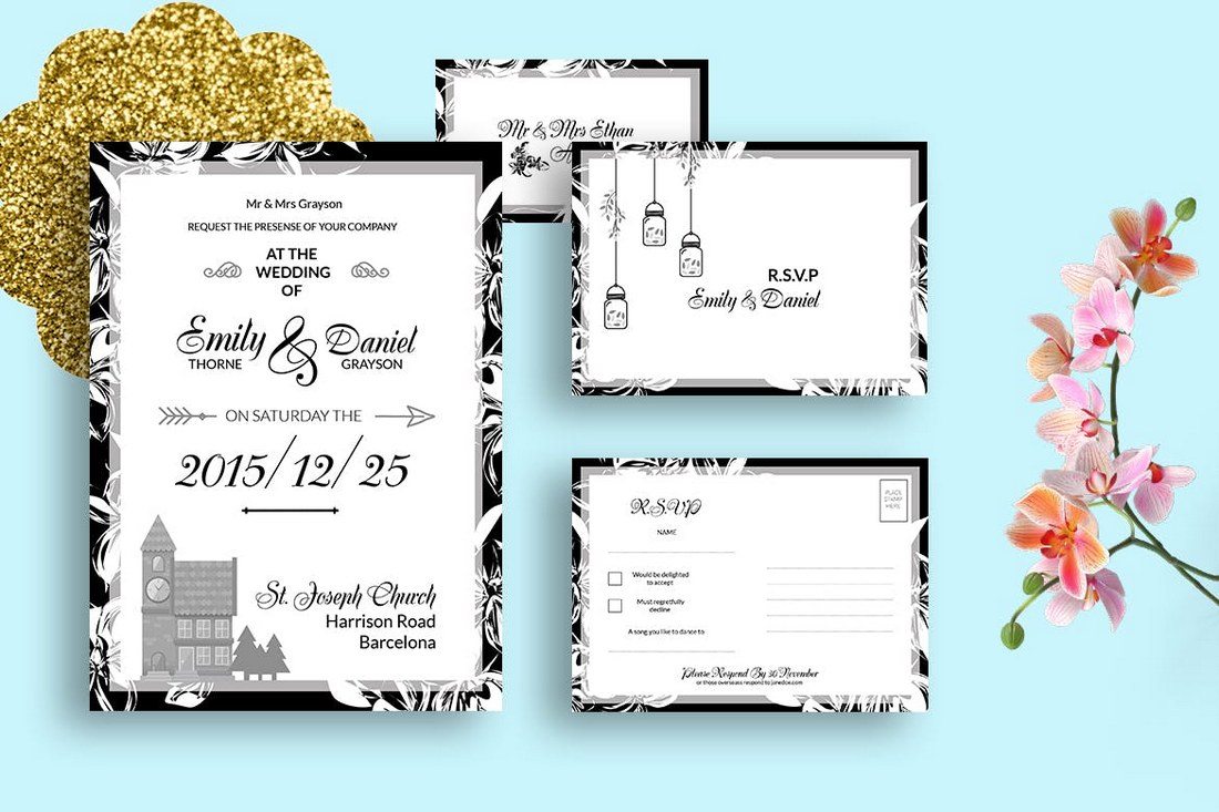 50 wonderful wedding invitation & card design samples