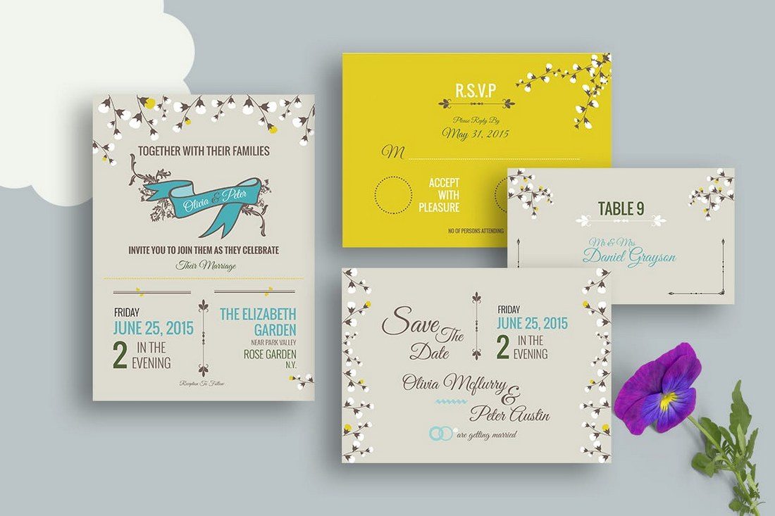 DIY-Vintage-Wedding-Invitation-PSD-Template 50 Wonderful Wedding Invitation & Card Design Samples design tips 