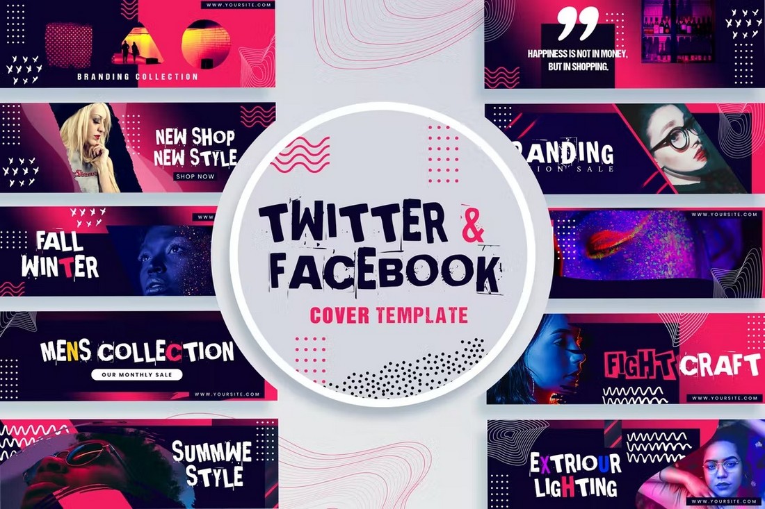 Dark Facebook & Twitter Header Templates