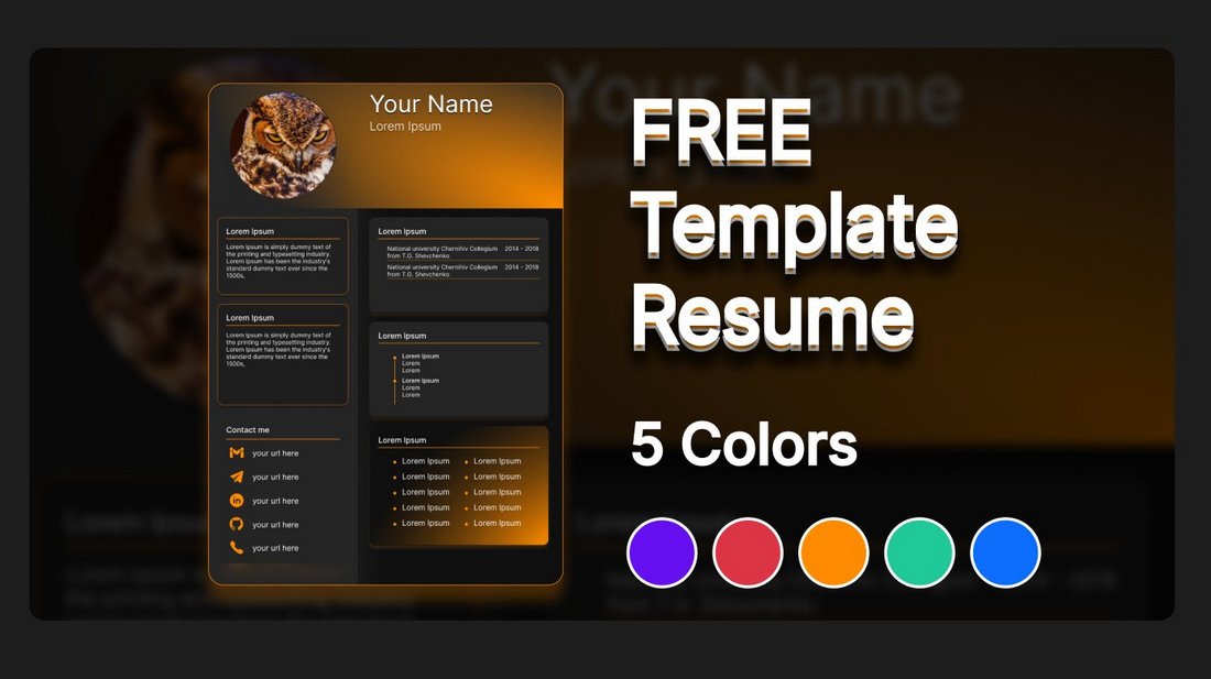 Dark Figma Resume Template Free