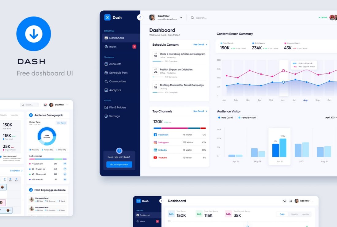 Dash - Free Dashboard UI Kit for Figma