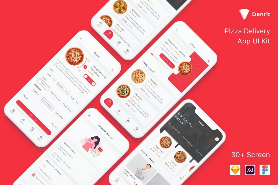 Denrit-Pizza-Delivery-App-UI-Templates 25+ Best Mobile App UI Design Examples + Templates design tips Inspiration 