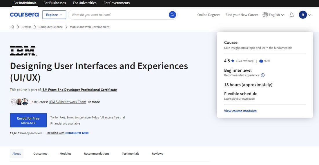 Designing User Interfaces and Experiences (UIUX) by IBM