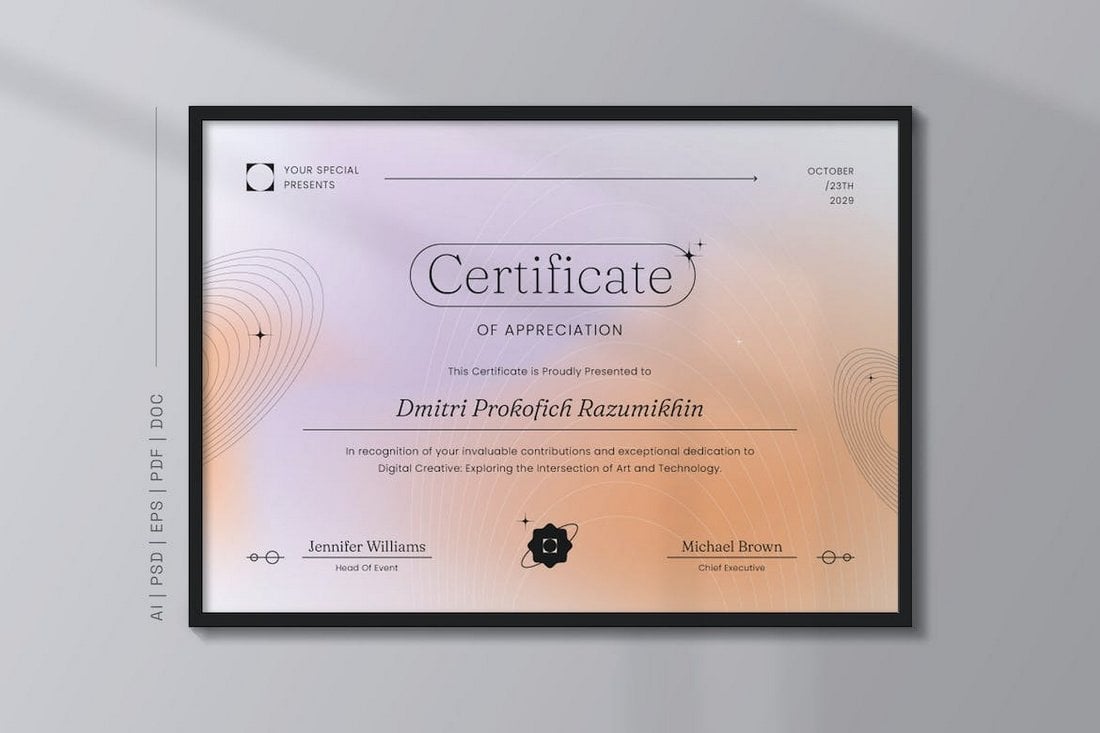 Digital Creative Certificate Template Word
