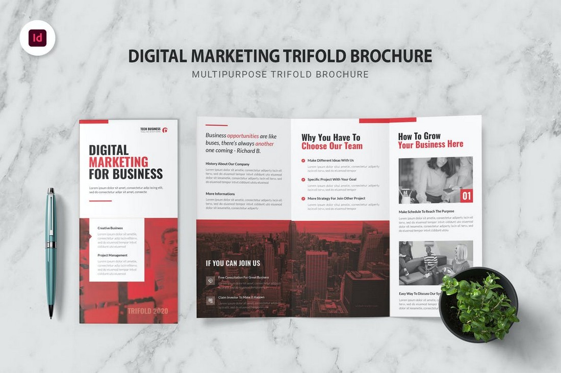 Digital-Marketing-InDesign-Trifold-Brochure 20+ Best InDesign TriFold Templates 2021 design tips 