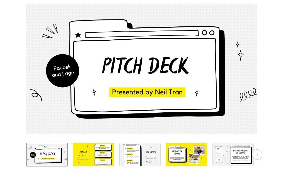 Doodle-Pitch-Deck-Canva-Presentation-Slide-Templates 20+ Best Canva PowerPoint (PPT) Style Presentation Templates design tips  