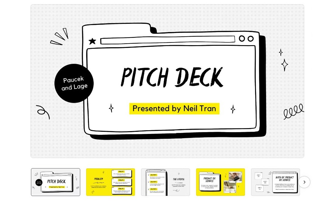 الگوهای اسلاید ارائه Canva Doodle Pitch Deck Canva