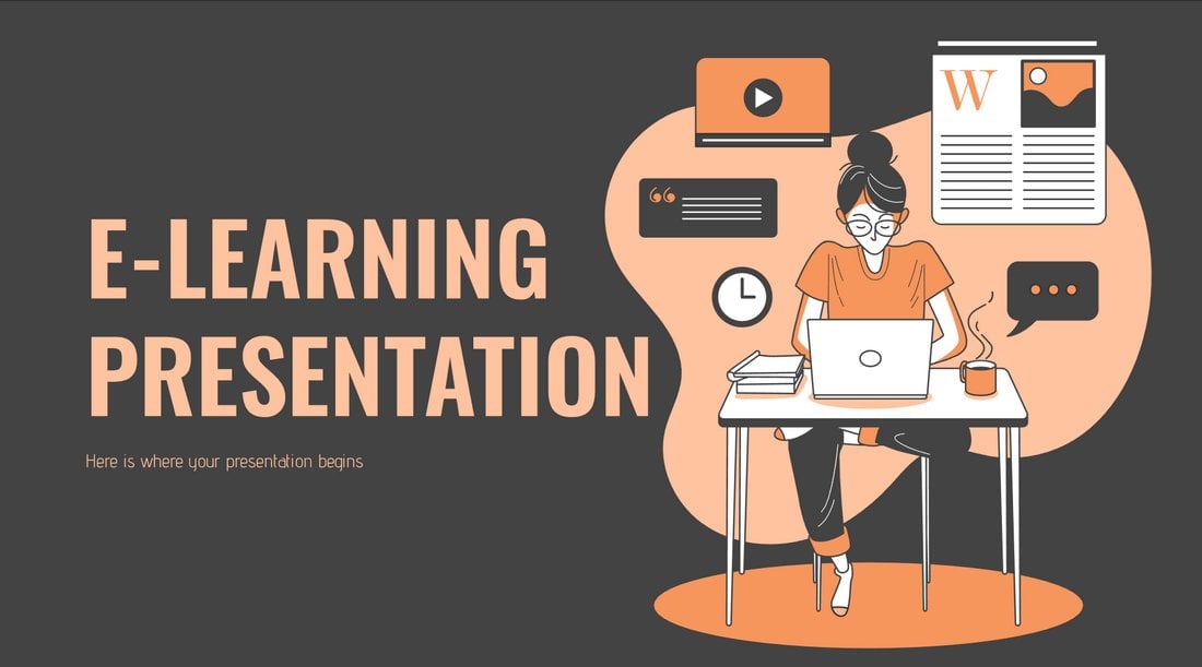 E-Learning-Free-Teachers-PowerPoint-Template 50+ Best Free PowerPoint Templates 2020 design tips 