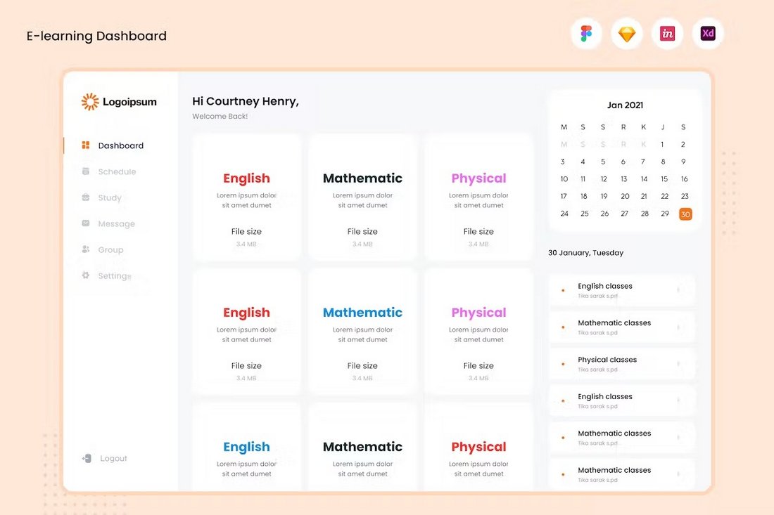 E-learning Figma Dashboard UI Kit