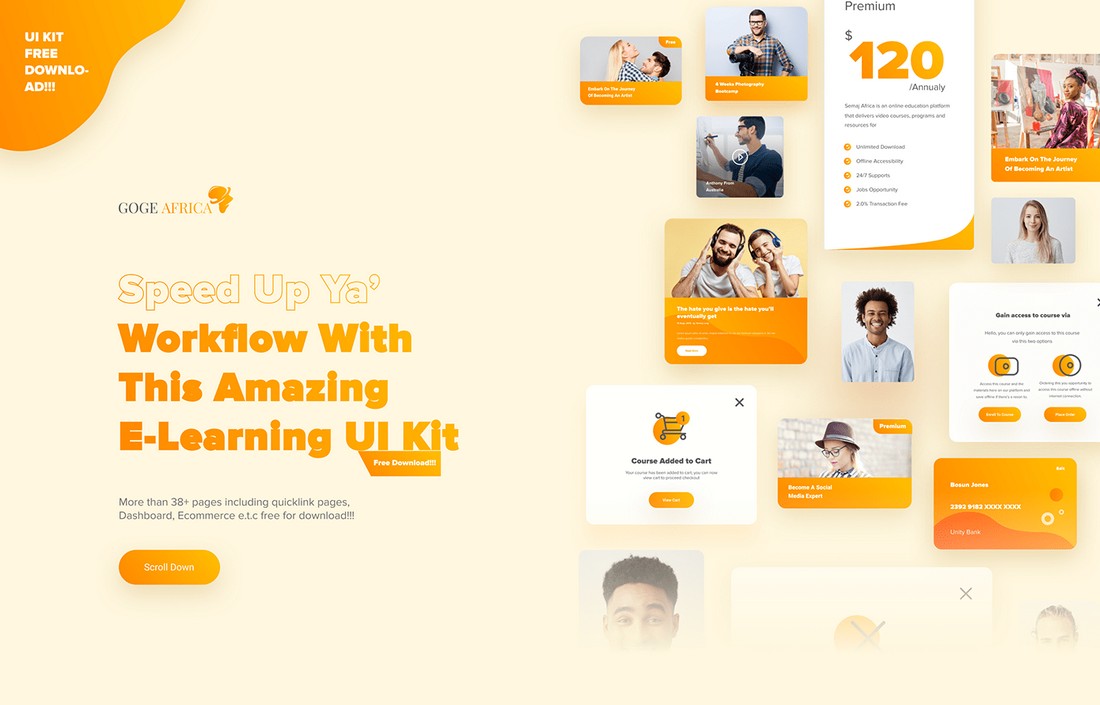 Elearning UI Kit - Free Figma Template